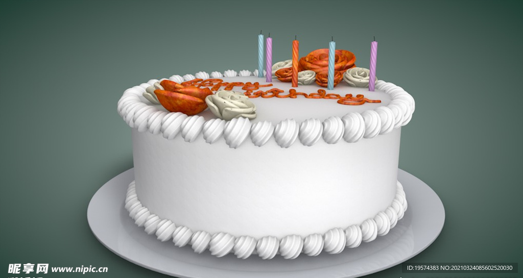 C4D模型巧克力奶油生日蛋糕