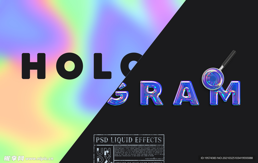 字体金属样式3D液体艺术样机