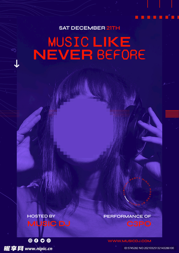 音乐 DJ 酒吧传单 海报