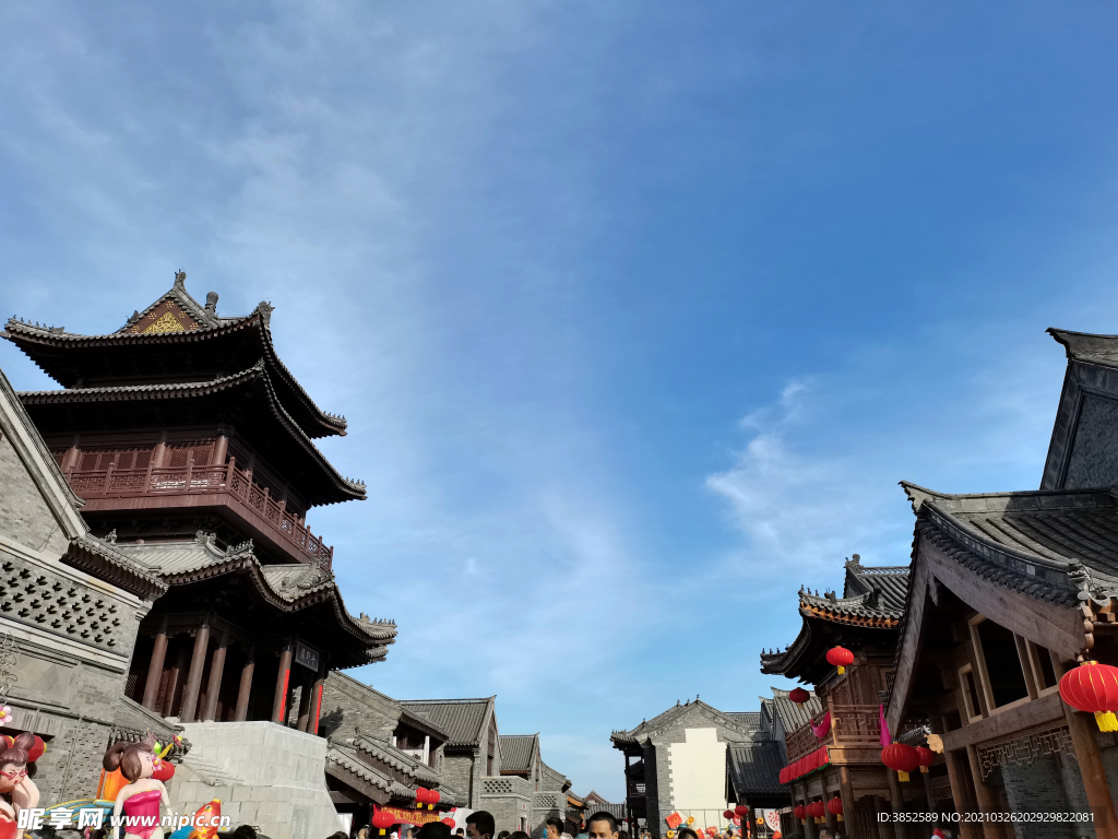 中式传统仿古历史老建筑古城