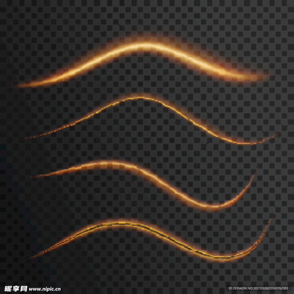矢量金色曲线线条光感光线光效图