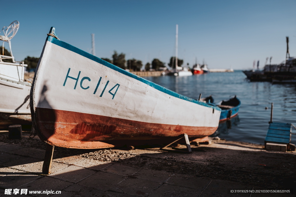 渔船停泊 码头 旧 镇