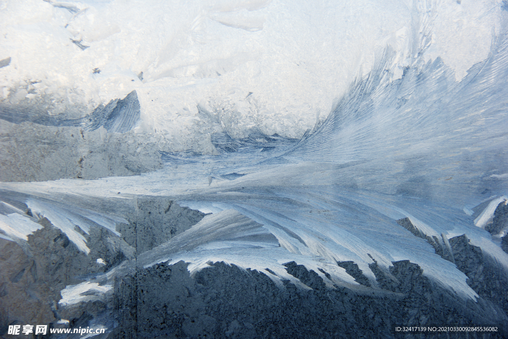 唯美冬季窗花冰花素材