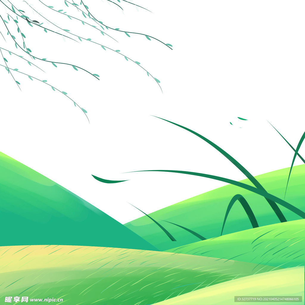 绿色插画装饰风景元素