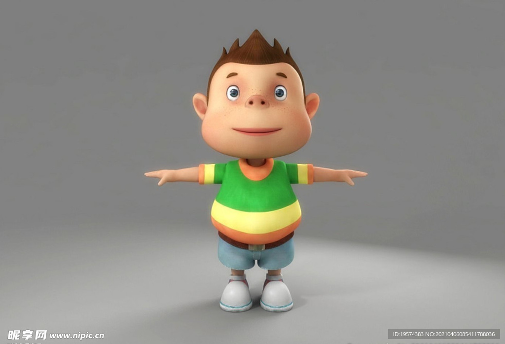 c4d模型卡通男孩人偶