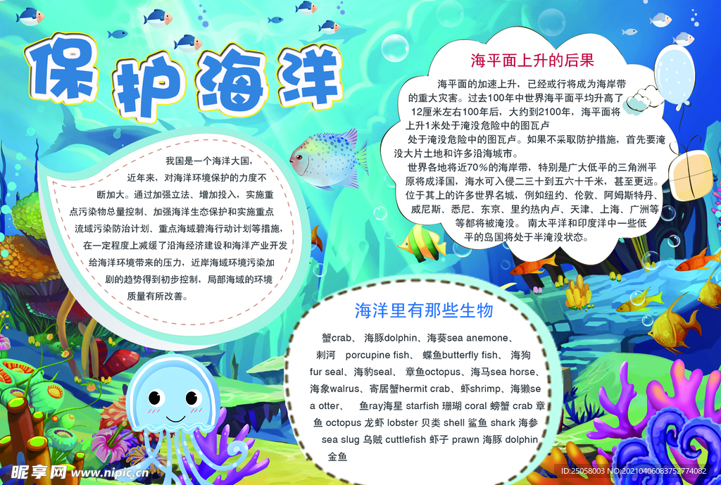 保护海洋手抄报