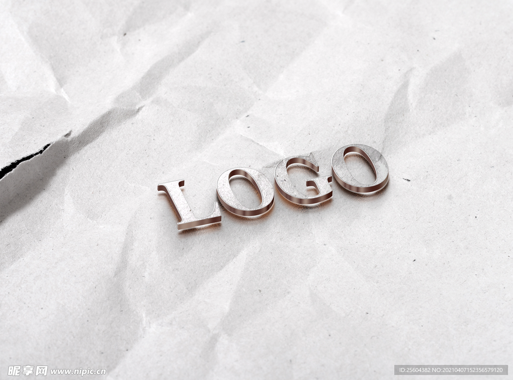 纸张褶皱文字logo样机