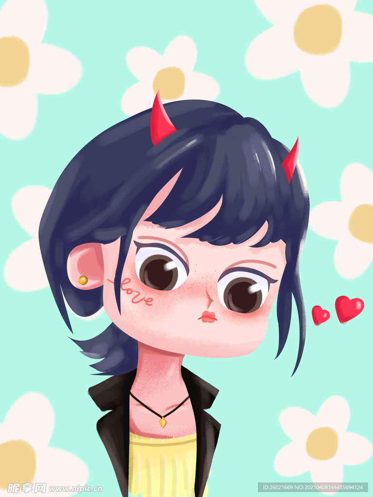 Q版女孩头像插画