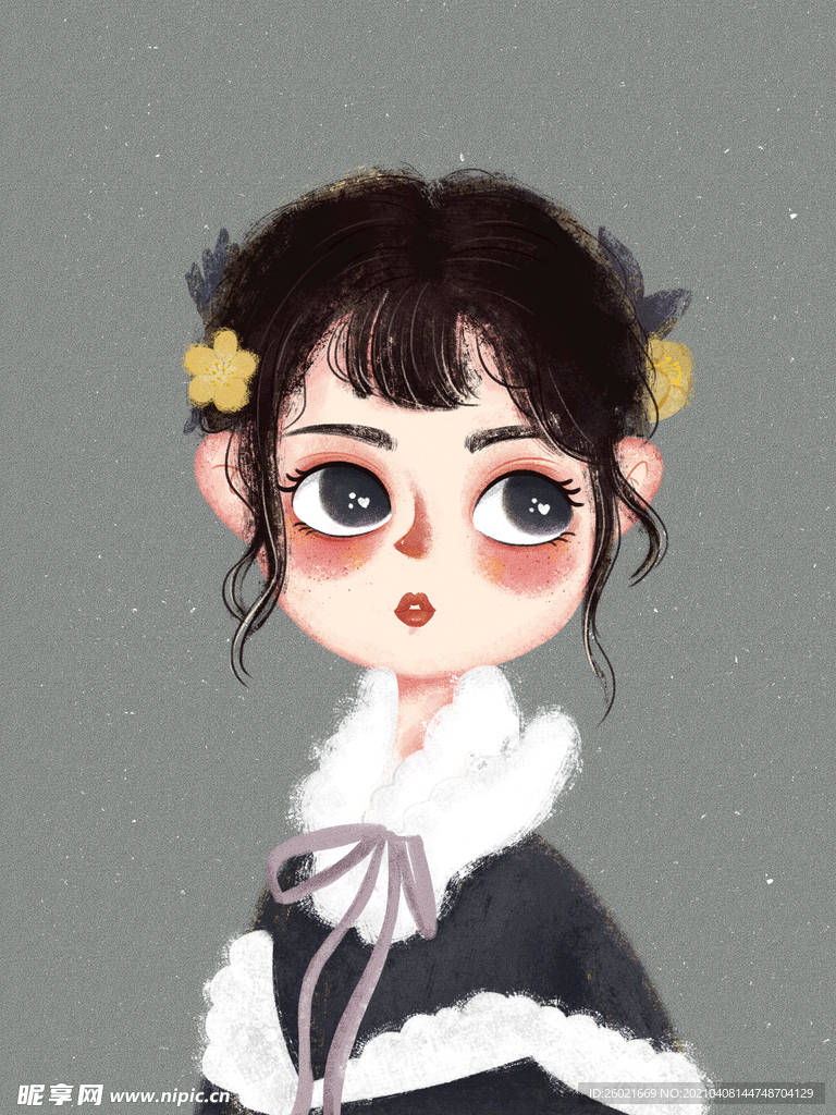 女孩头像插画设计