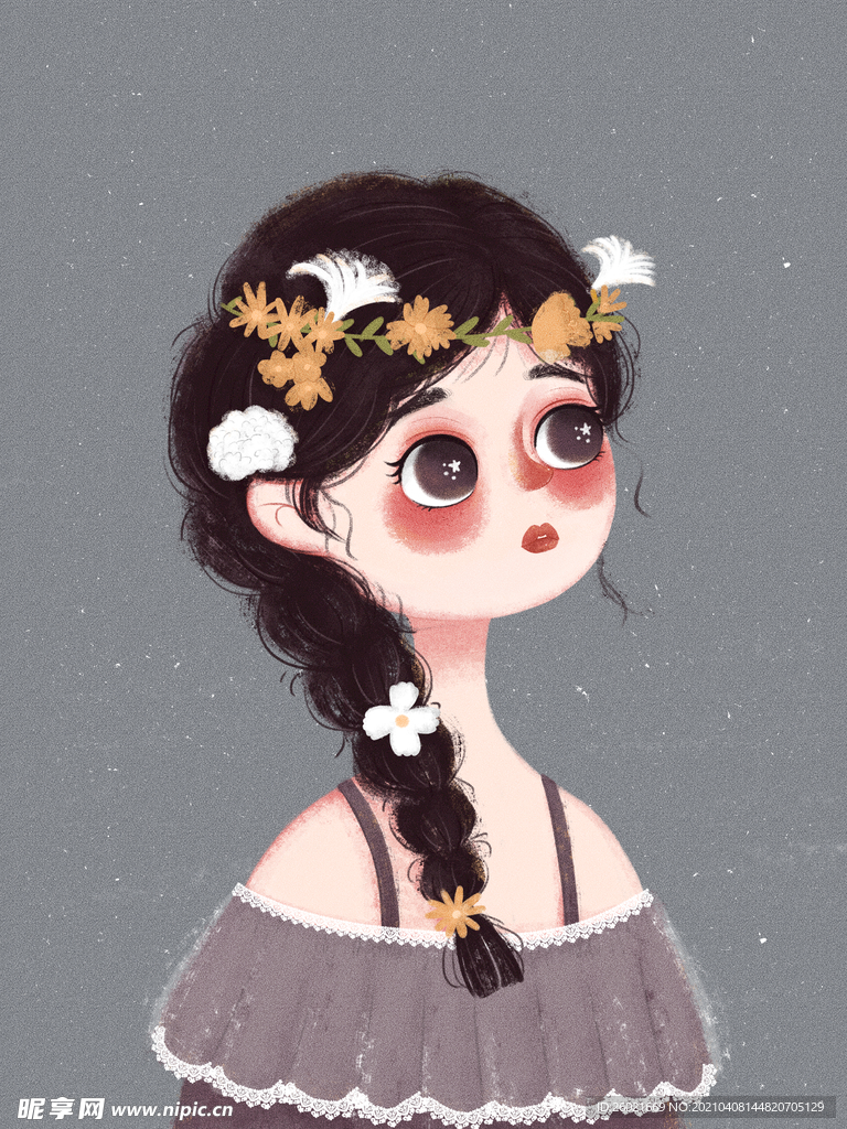 女孩头像插画