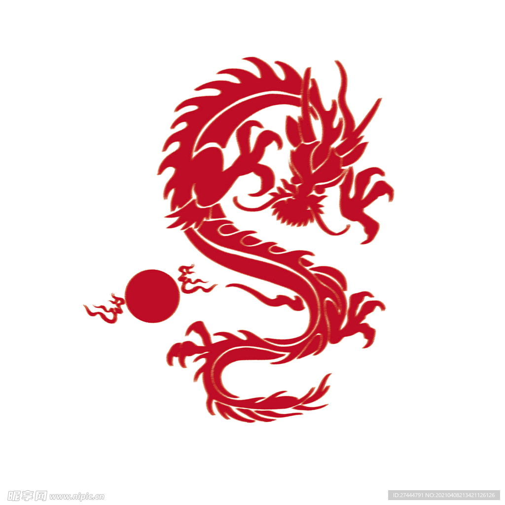 红龙戏珠剪纸