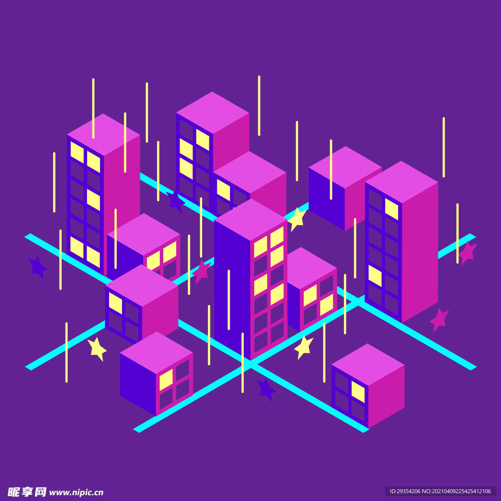 城市夜景矢量图片