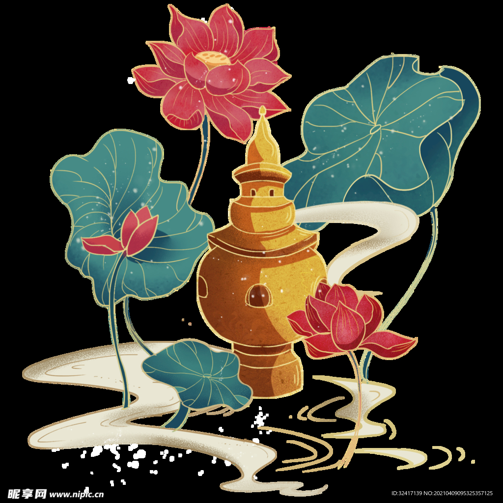 卡通手绘杭州地标插画免抠图