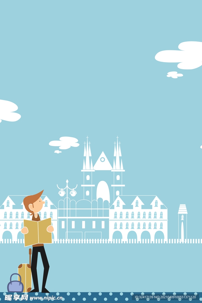 卡通手绘人物旅游旅行插画