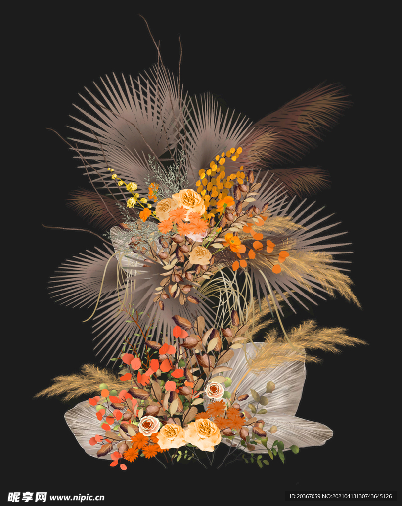 手绘婚礼 花艺 玫瑰 白色花