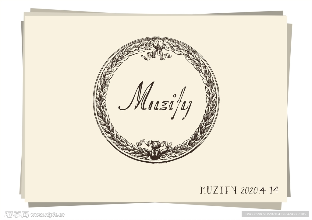 复古花环手绘稿