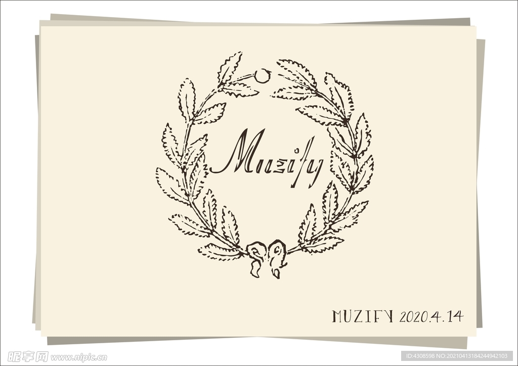 复古花环手绘稿