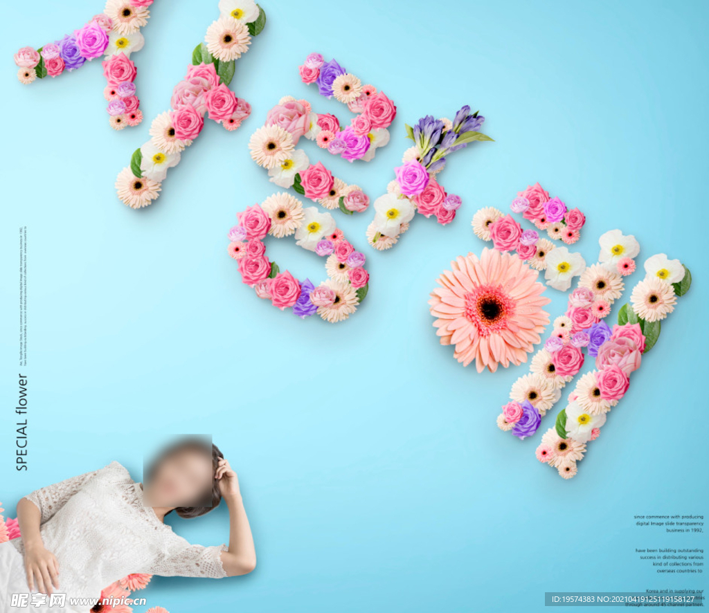 婚纱写真浪漫鲜花主题背景模板