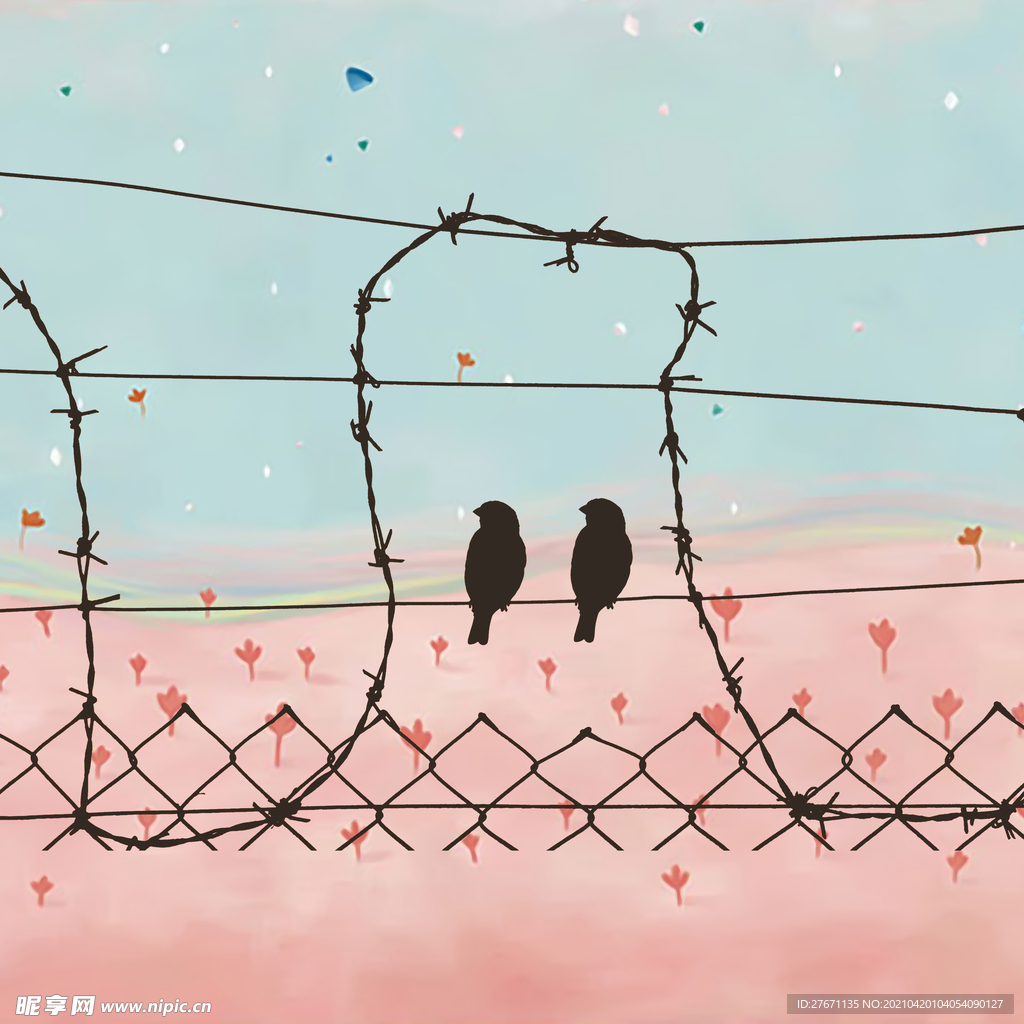 卡通简约小鸟装饰画