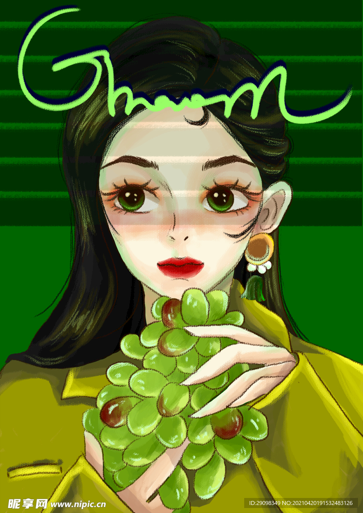 美女手绘插画设计