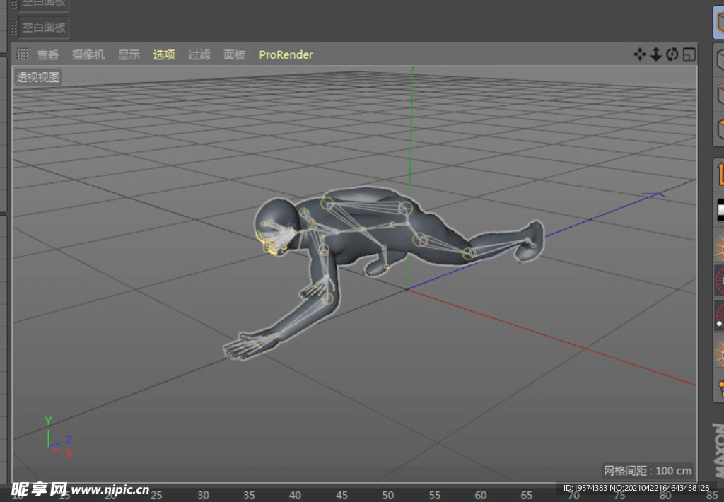 c4d模型爬行 动作 扫描