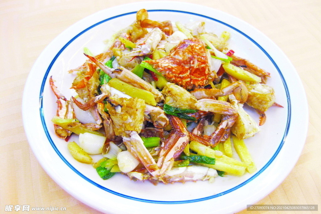 葱姜炒花蟹
