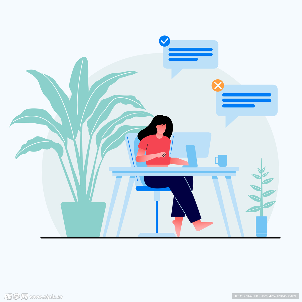 人物插图 扁平办公矢量    