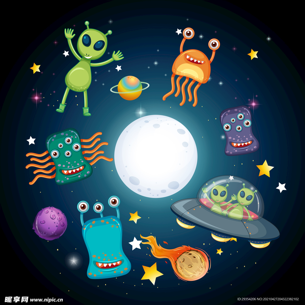 卡通宇宙太空图片