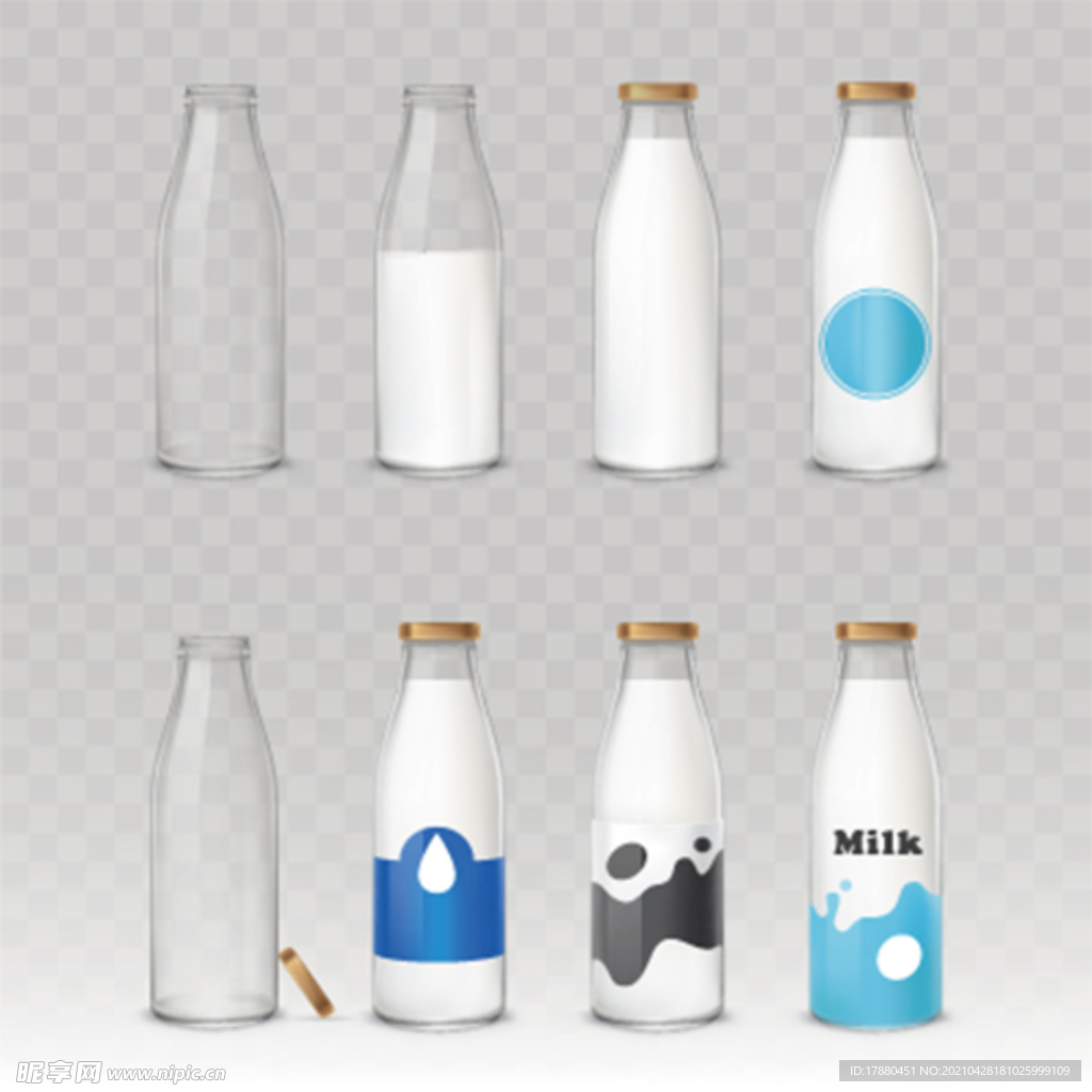 玻璃瓶牛奶素材