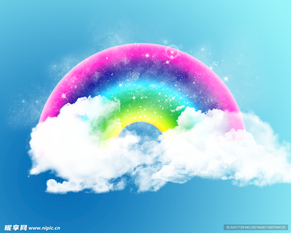 绚丽彩虹云朵蓝天素材