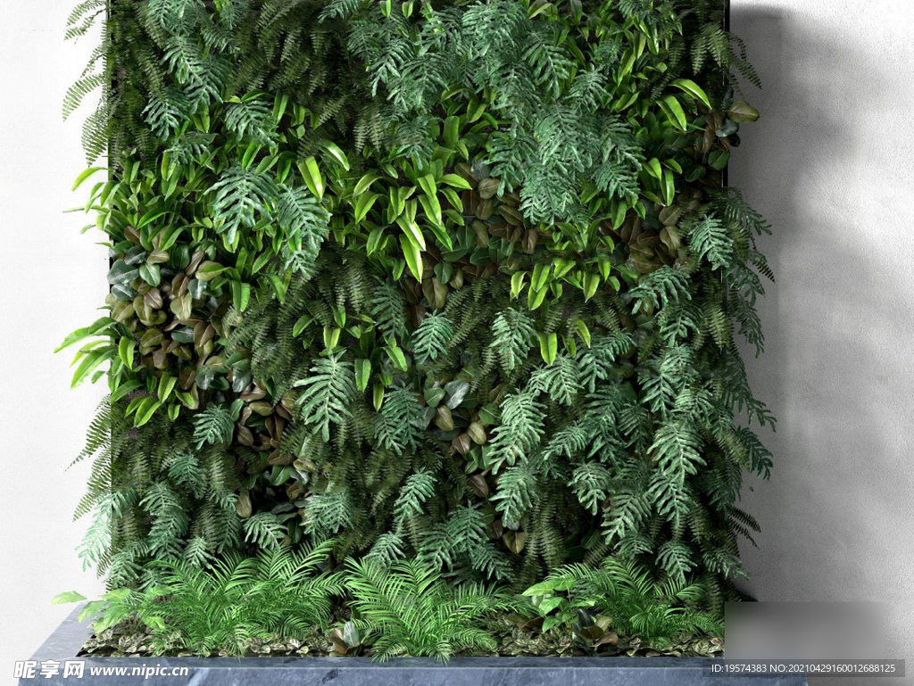  3DMAX现代绿植背景墙