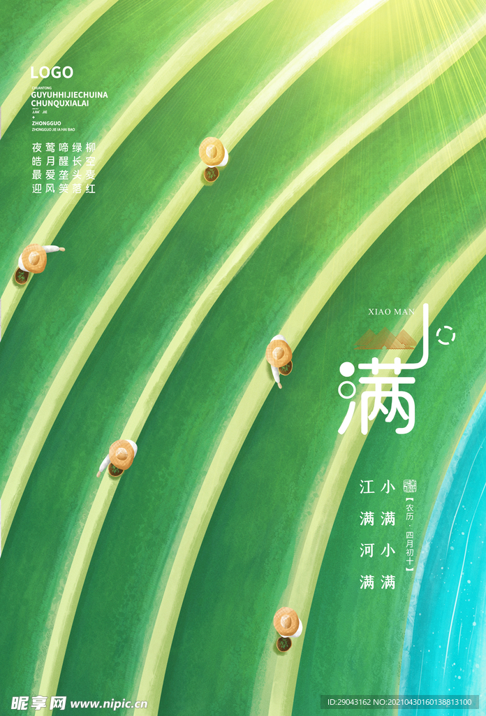 小满节气极简大气宣传海报