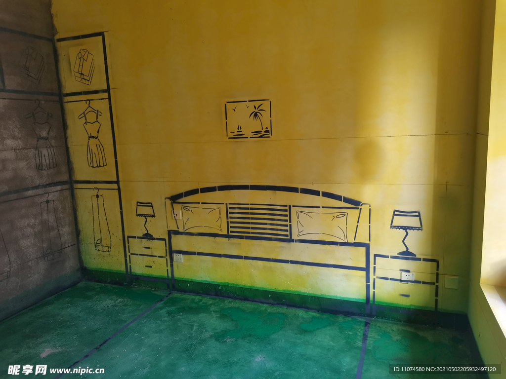 装修放样效果图  床