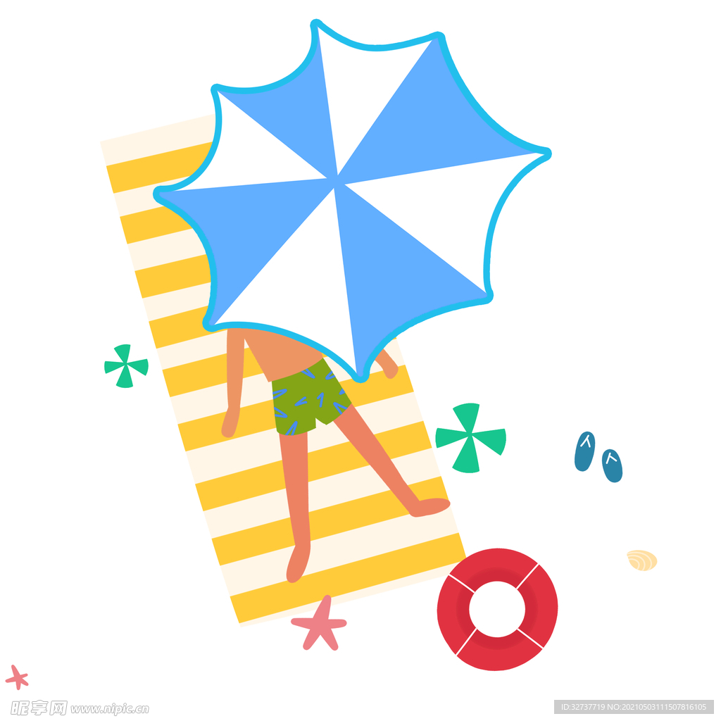 夏天旅行人物插画元素