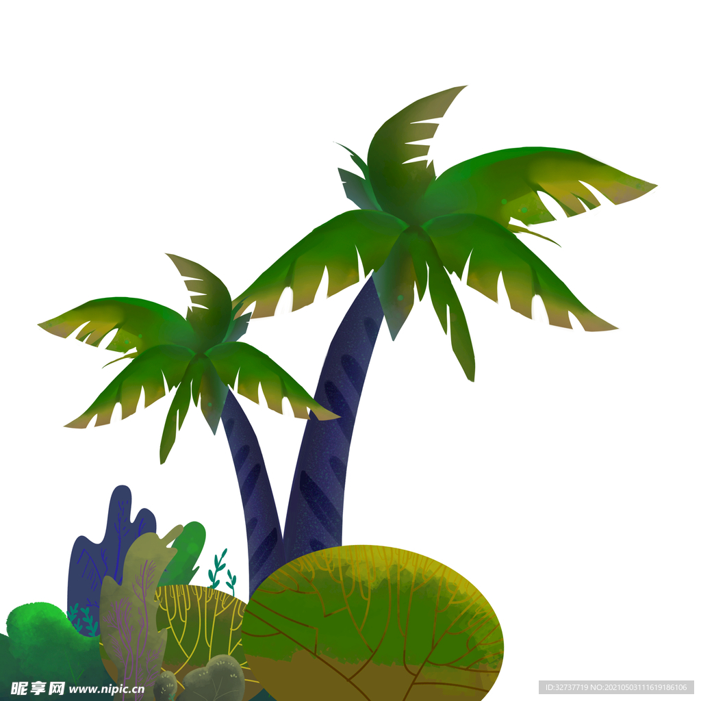 卡通插画芭蕉植物树木元素