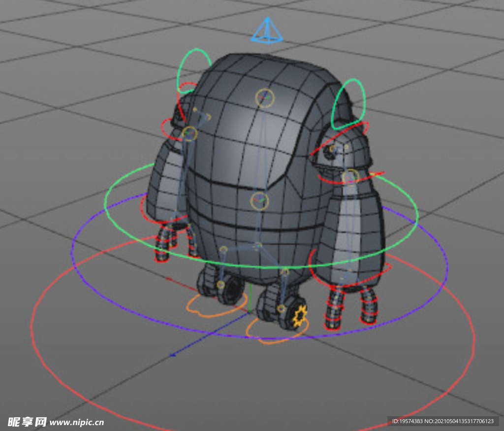 c4d模型带骨骼绑定机器人