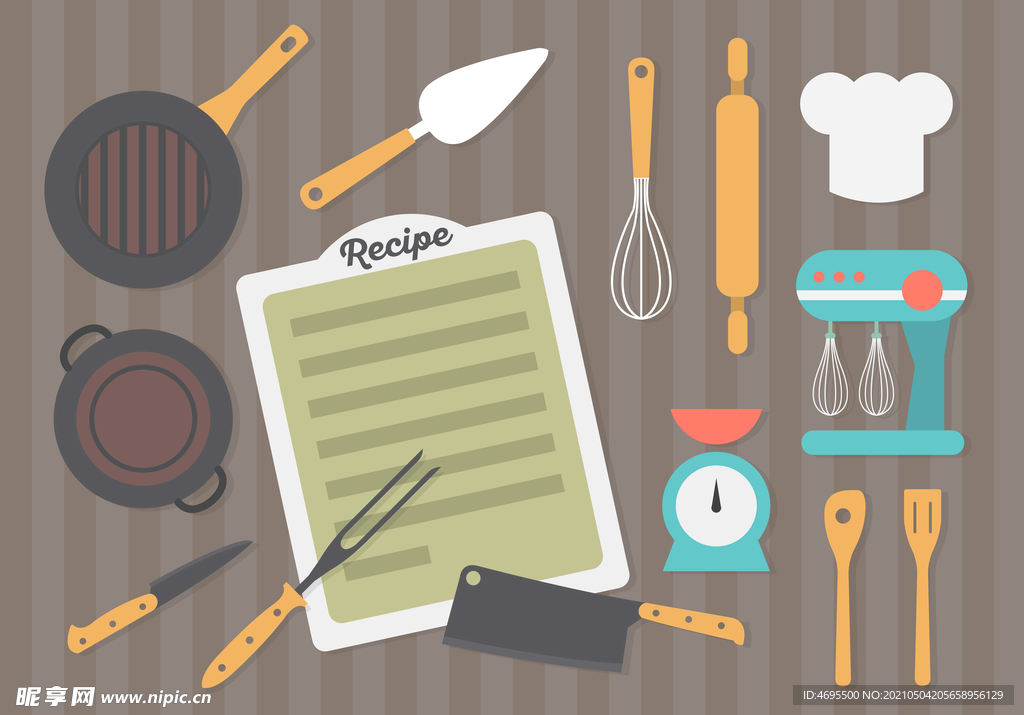 卡通厨具矢量图