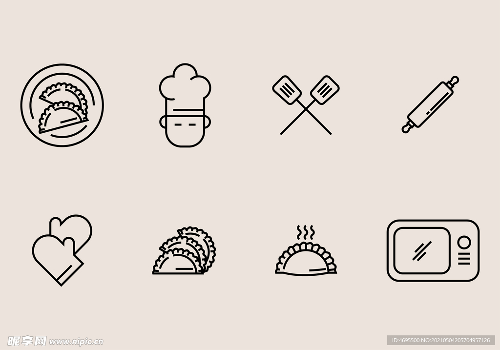 手绘厨房厨具图标