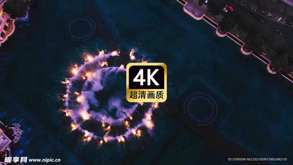 航拍现代城市群街道夜景