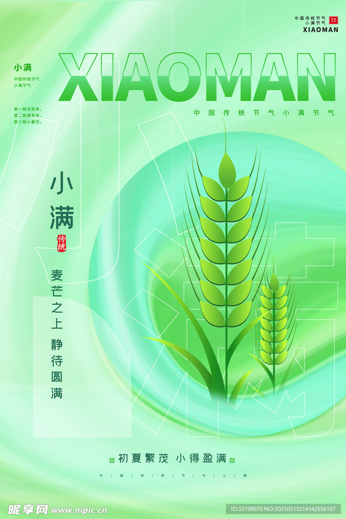 绿色酸性高端小满节气海报