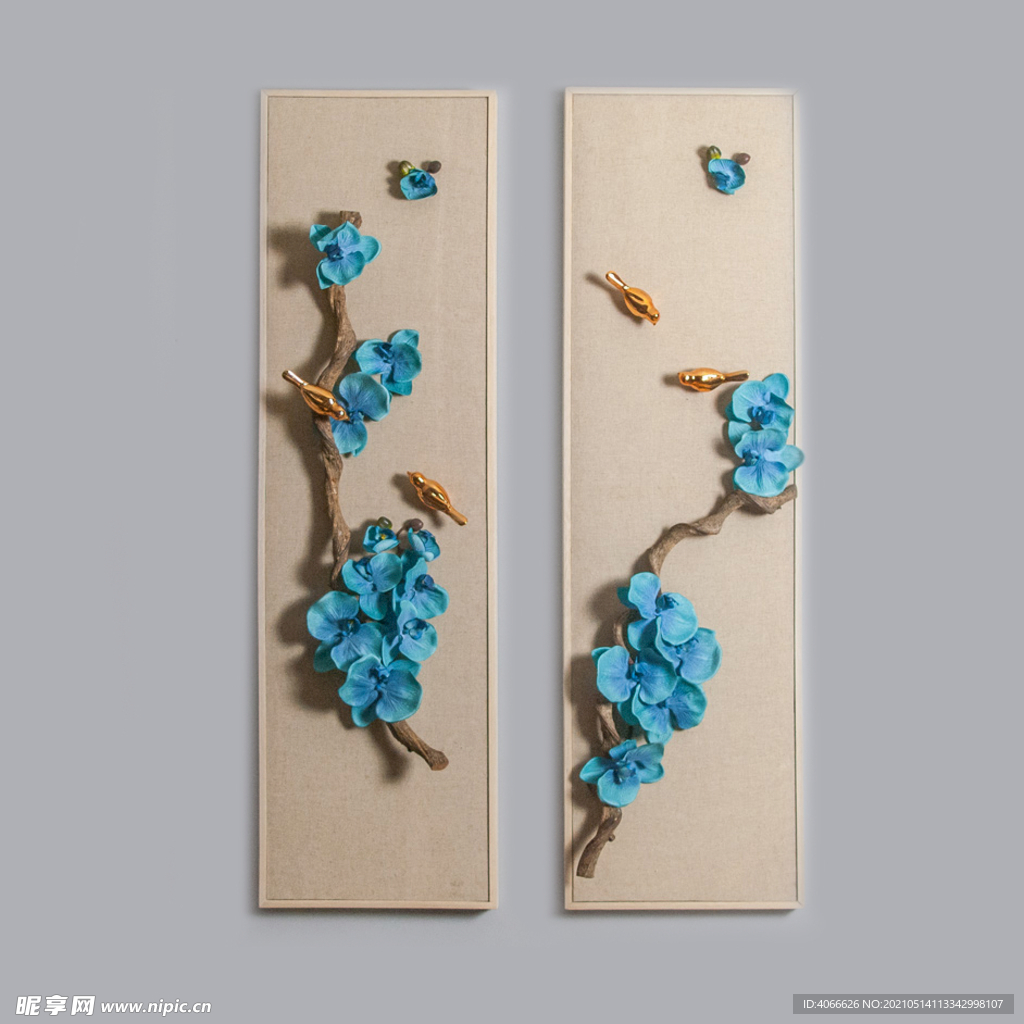 中式立体兰花干枝挂画