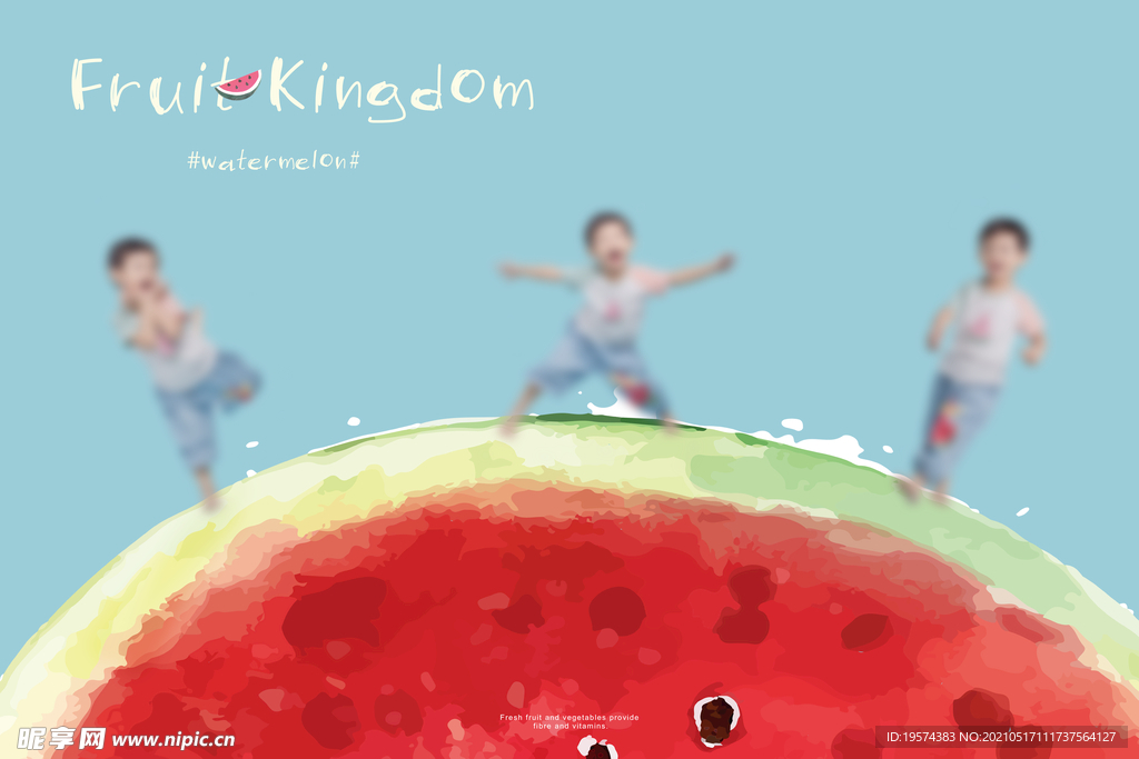 儿童创意趣味卡通水果影楼后期