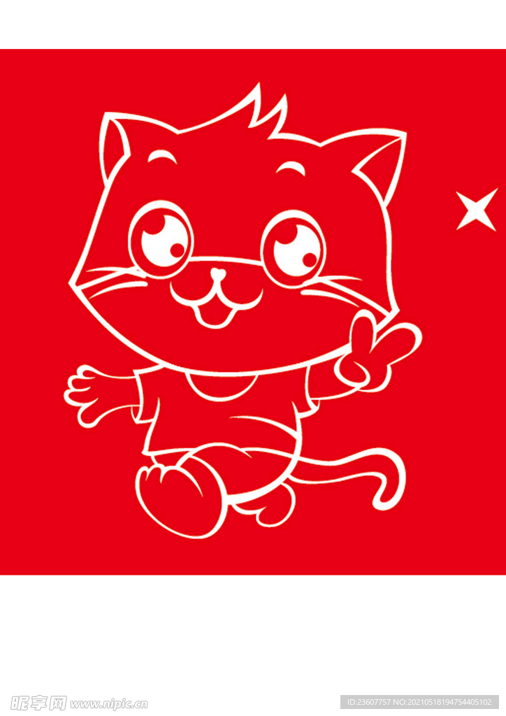 单色猫咪线条