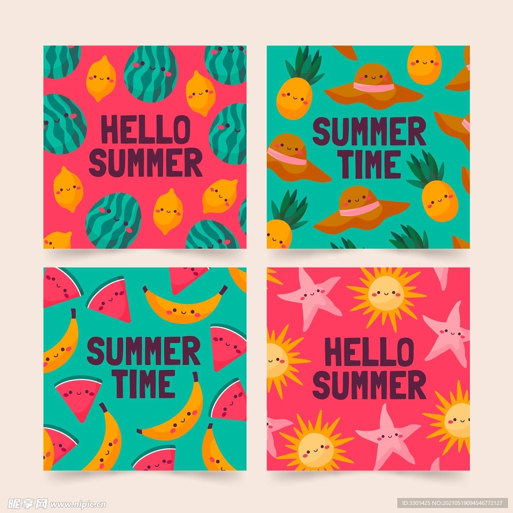 你好夏天POP 西瓜 香蕉 柠
