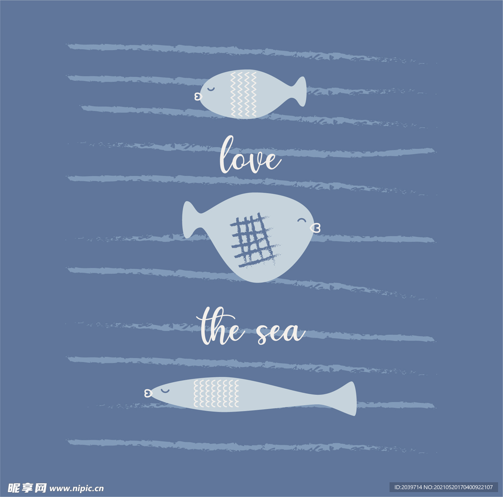 海洋鱼类抽象画