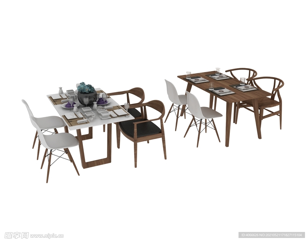 简约中式餐桌3d模型