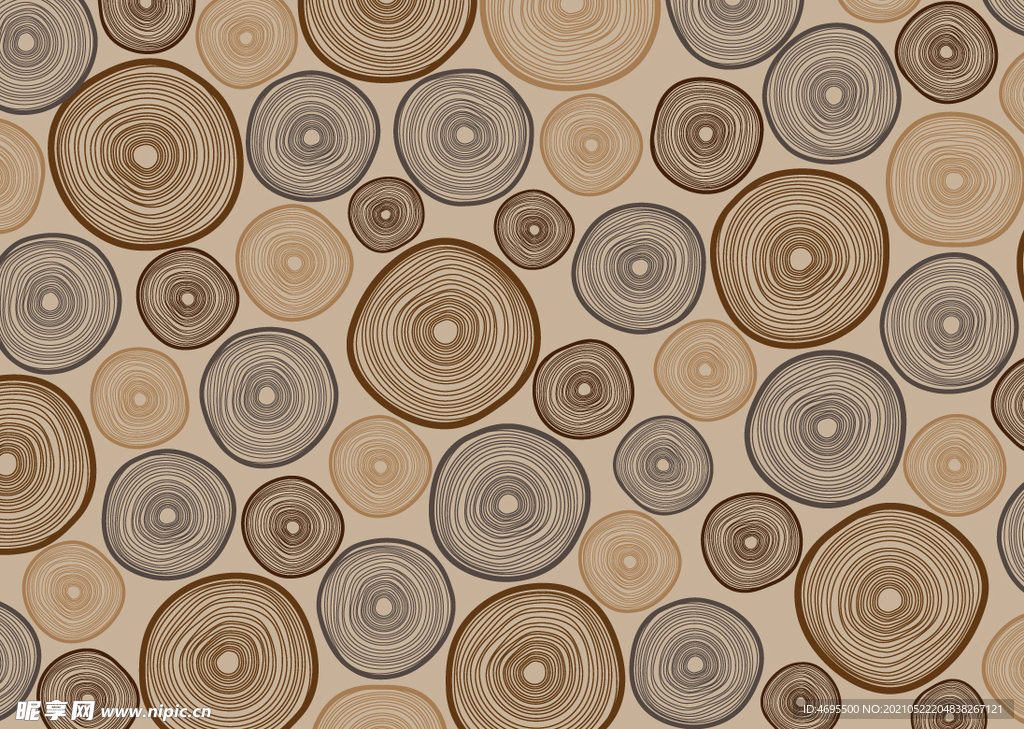 卡通手绘木纹年轮