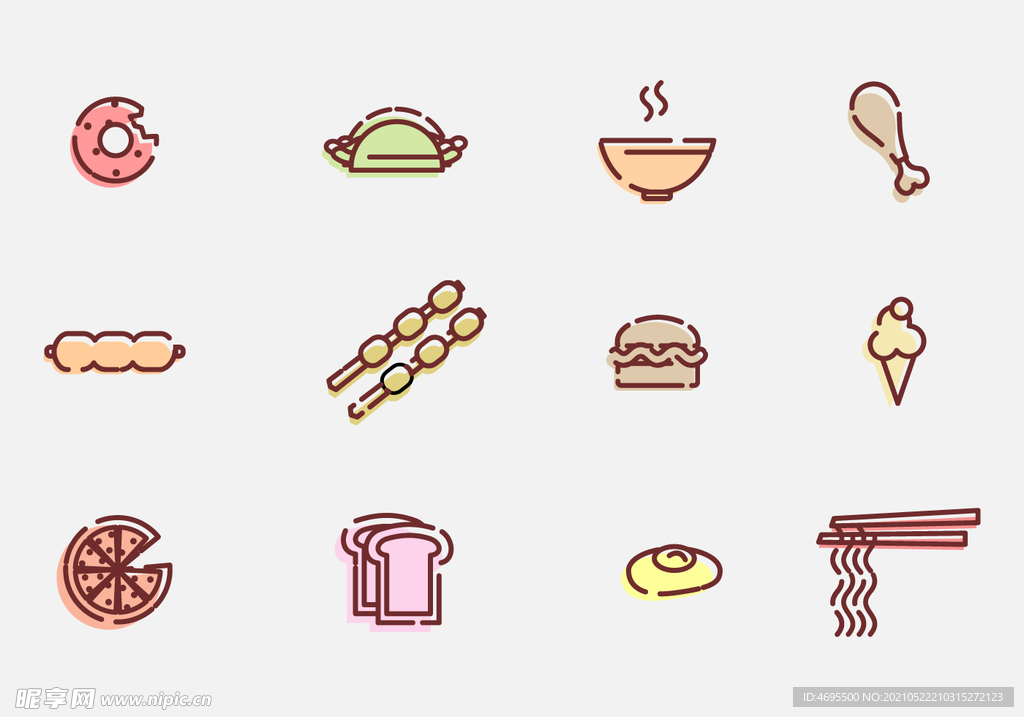 卡通手绘餐饮图标