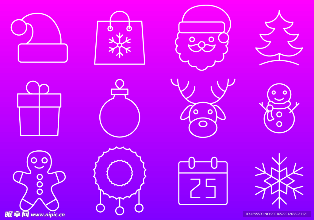 圣诞节日元素简笔画