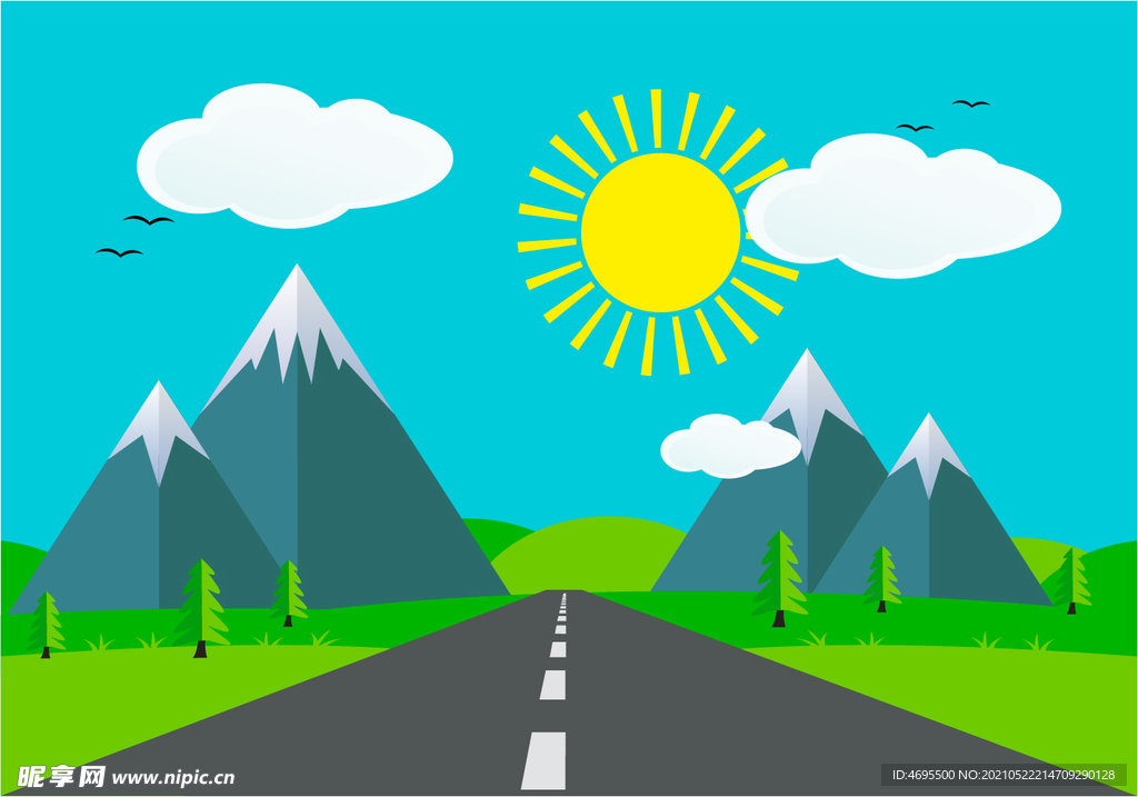 卡通美丽乡村插图